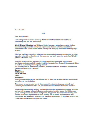 Education Business Introduction Letter