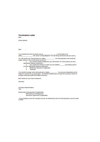 Employee Termination Letter Sample