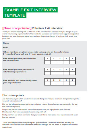 Example Exit Interview Template