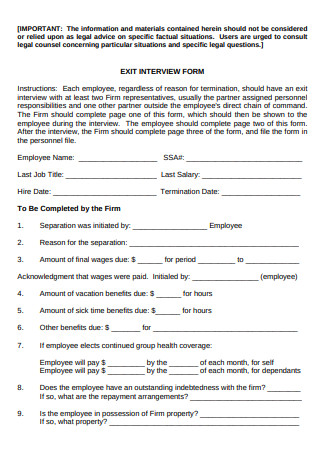 Exit Form Template
