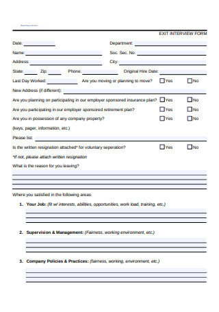 Exit Interview Form in PDF Format