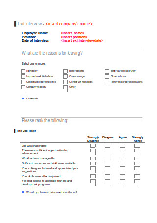 Employee Exit Interview Template