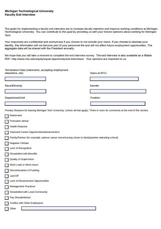 Faculty Exit Interview Template