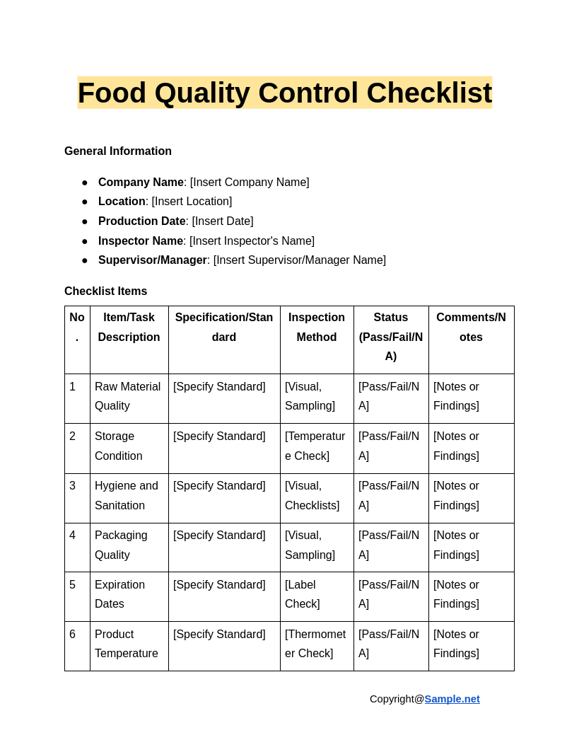 Food Quality Control Checklist Google Docs 12 11 2024 10 57 AM