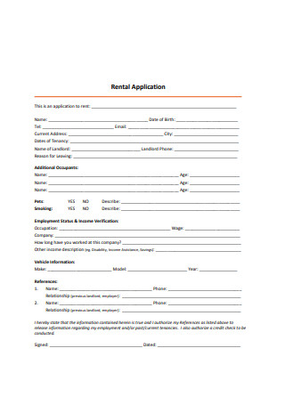 Formal Residential Rental Application Form