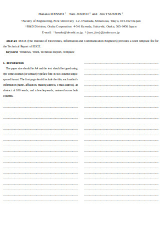 Format of Technical Report