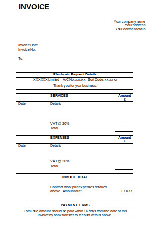 Download Work Invoice Template Free Pics