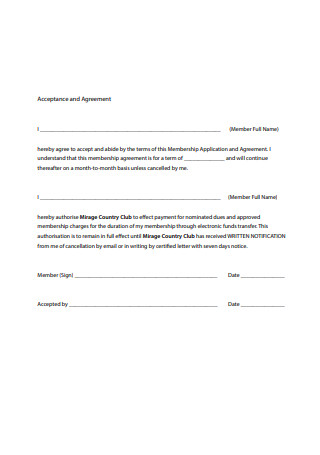 Gym Membership Agreement Application