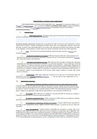 Independent Contractor Agreement Sample