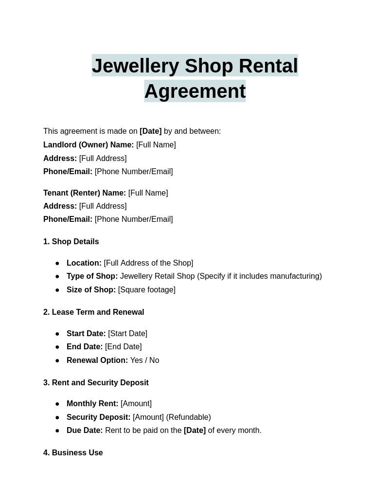 Jewellery Shop Rental Agreement Google Docs 12 11 2024 11 00 AM