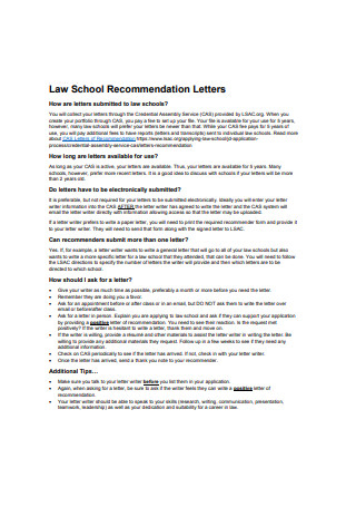 Law School Recommendation Letter Sample