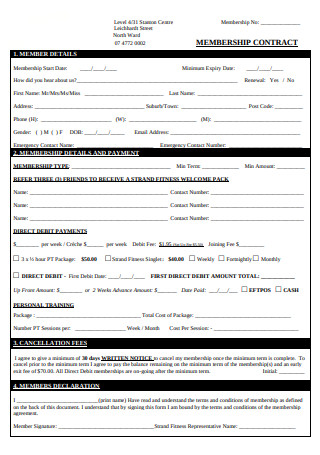 Membership Contract Form