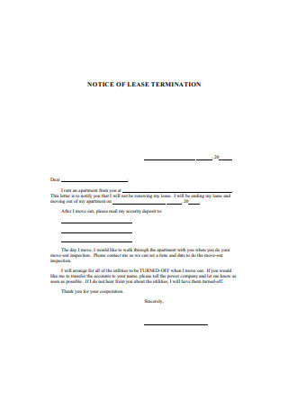 Notice of Lease Termination Letter