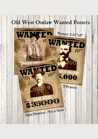 Old West Outlaws Wanted Poster