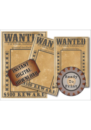 Old West Wanted Poster Printable