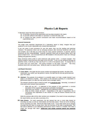 Physics Lab Report Sample