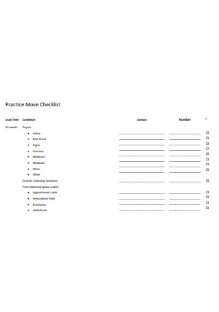 Practice Move Checklist