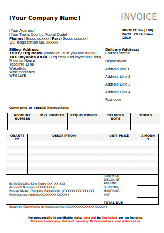 USA Hermes invoice template in Word and PDF format, fully