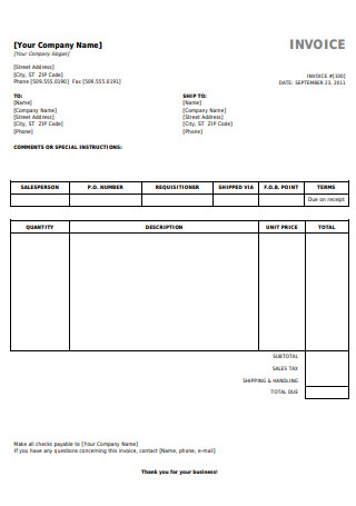 Printable Invoice