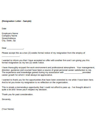 Two Weeks Letter Of Resignation from images.sample.net