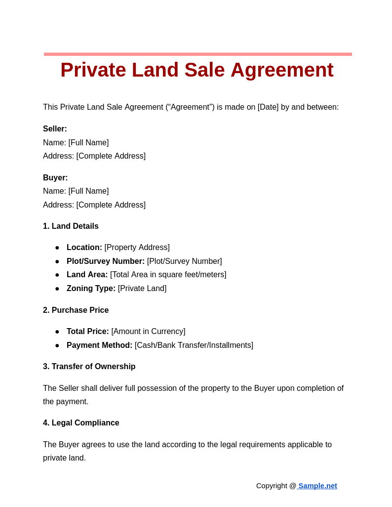 Private Land Sale Agreement Google Docs 10 24 2024 11 02 AM