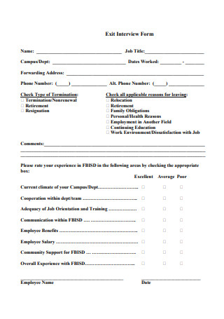 Professional Exit Interview Form