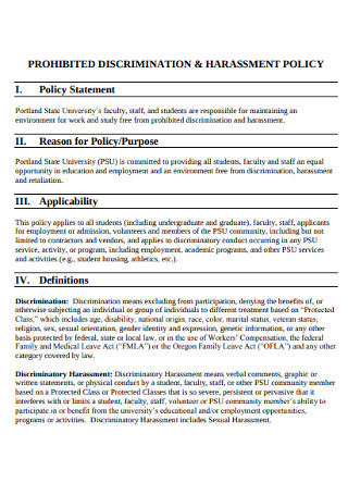 SAMPLE Harassment Policy Templates In PDF MS Word
