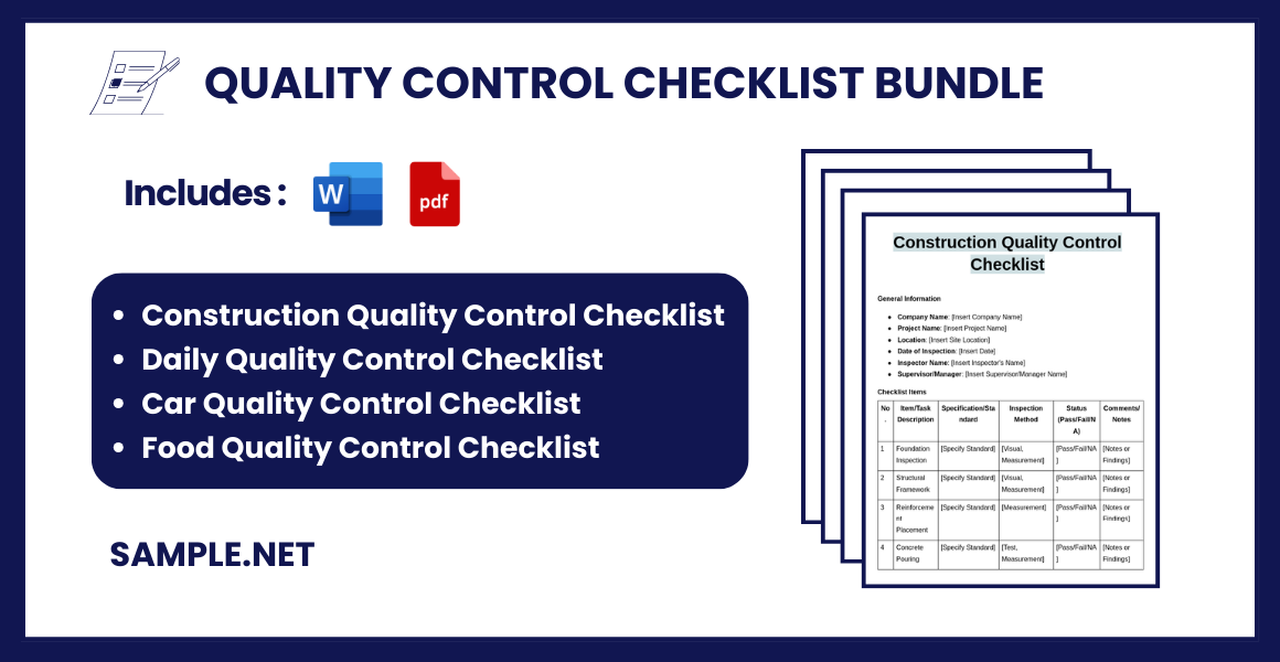 quality control checklist bundle