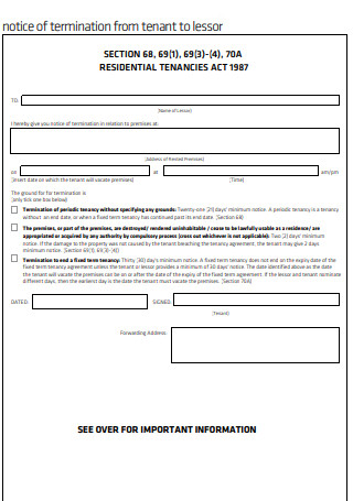 Realty Tenant Lease Termination Form Letter