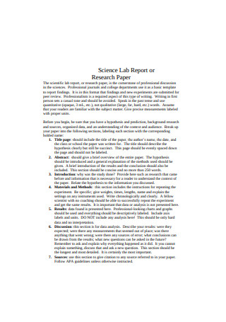 lab report analysis example