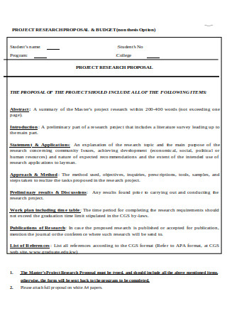 Research Proposal and Budget