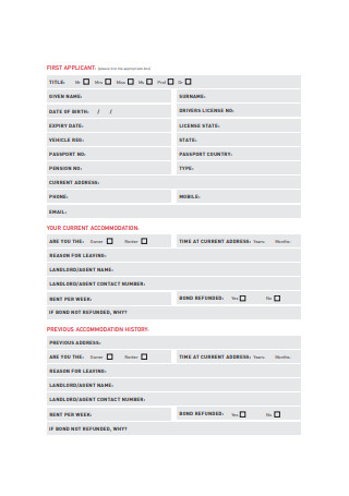 Residential Rental Application Form in PDF