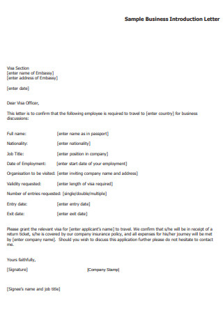 Sample Business Introduction Letter