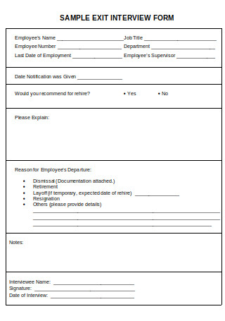 Sample Exit Interview Form in DOC
