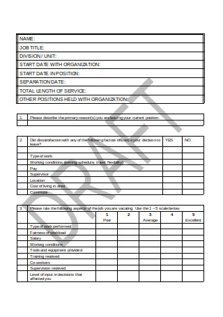 Sample Exit Interview Template
