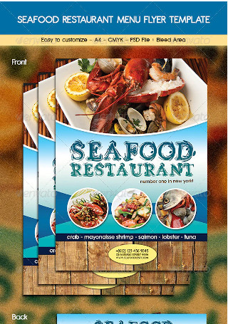 Seafood Restaurant Menu Flyer