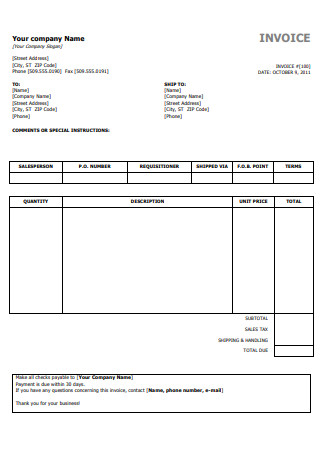 Simple Invoice in PDF Template