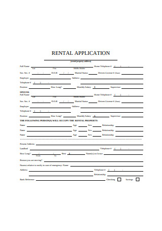 Standard Residential Rental Application Form