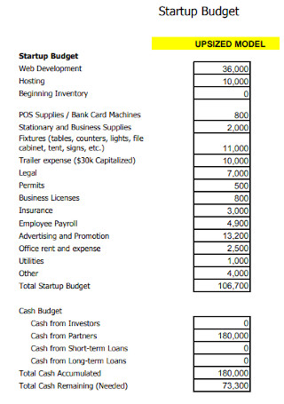 Startup Budget Format