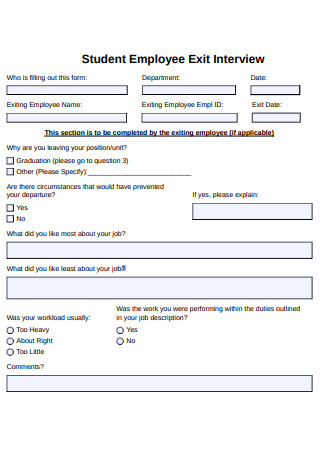 Student Employee Exit Interview Template