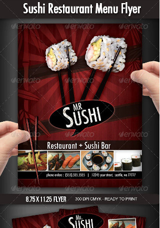 Sushi Restaurant Menu Flyer