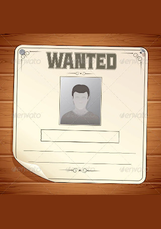Wanted Poster on Wooden Wall