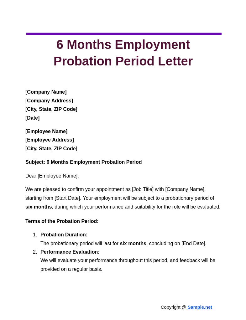 6 Months Employment Probation Period Letter Google Docs 10 17 2024 12 44 PM