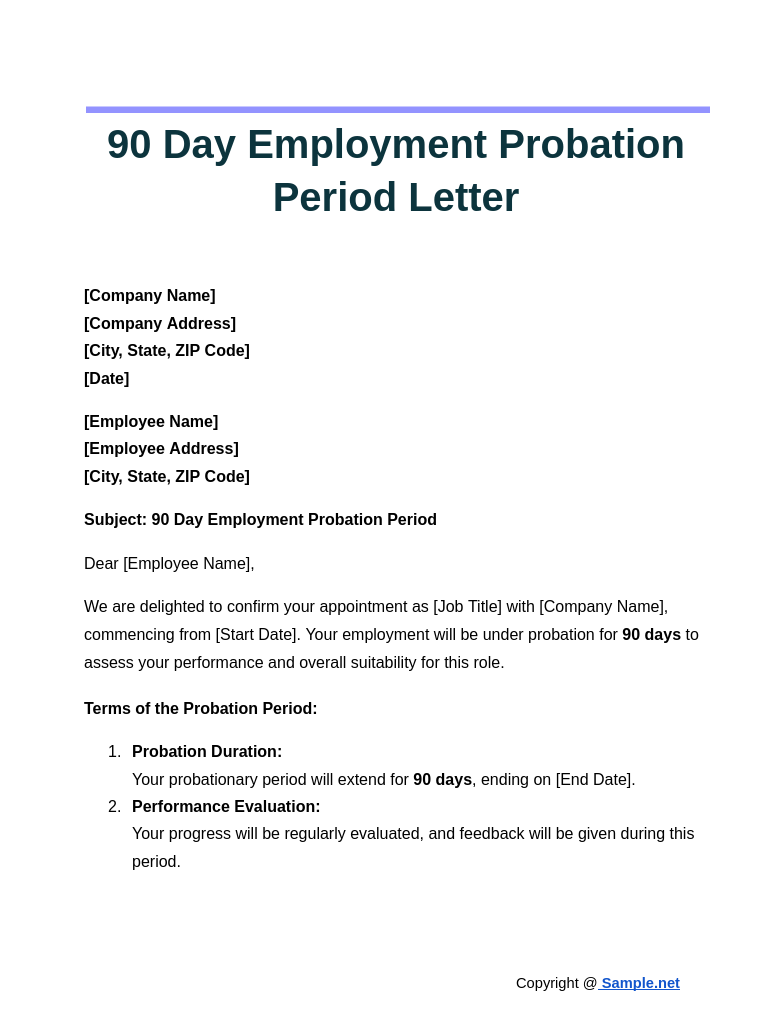 90 Day Employment Probation Period Letter Google Docs 10 17 2024 12 43 PM