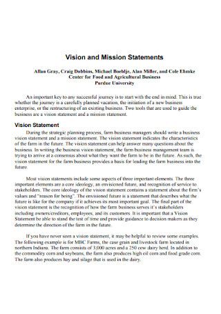 Agricultural Business Vision Statement