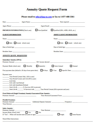 Annuity Quote Request Form