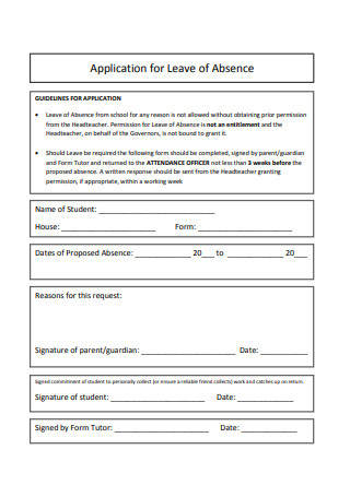 Application for Leave of Absence in PDF