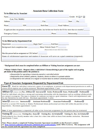 Associate Data Collection Form