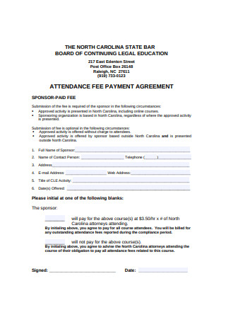 Attendance Fee Payment Agreement