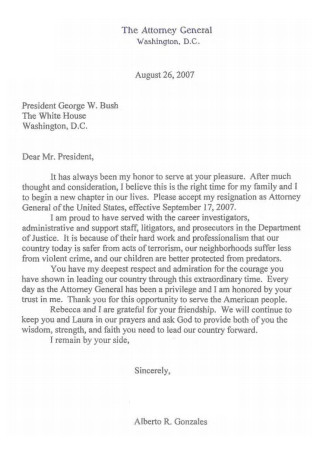 Attorney General Resignation Letter